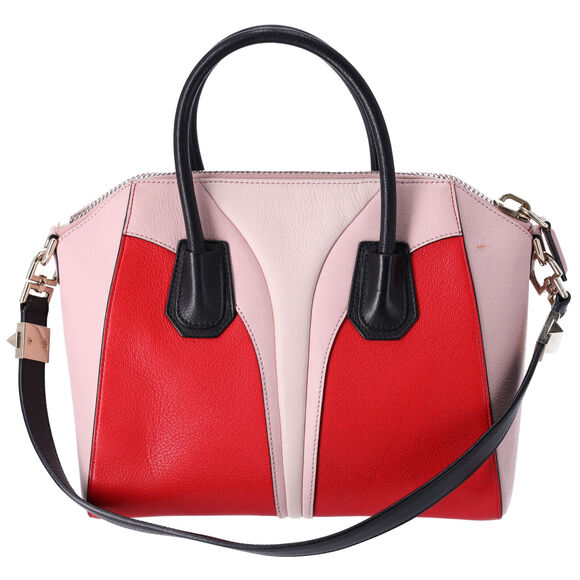 GIVENCHY Antigona Small Satchel Sugar Goatskin Tri-Color Red Pink Black - Picture 8 of 12